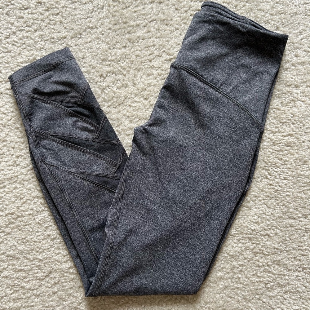 Charcoal Performance Leggings with Mesh Panels